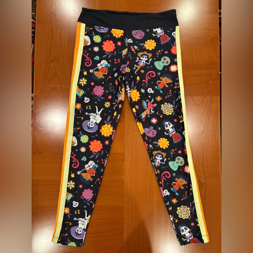 Disney Coco Women’s Multicolored Leggings with Stripes on side, size medium - Picture 4 of 11